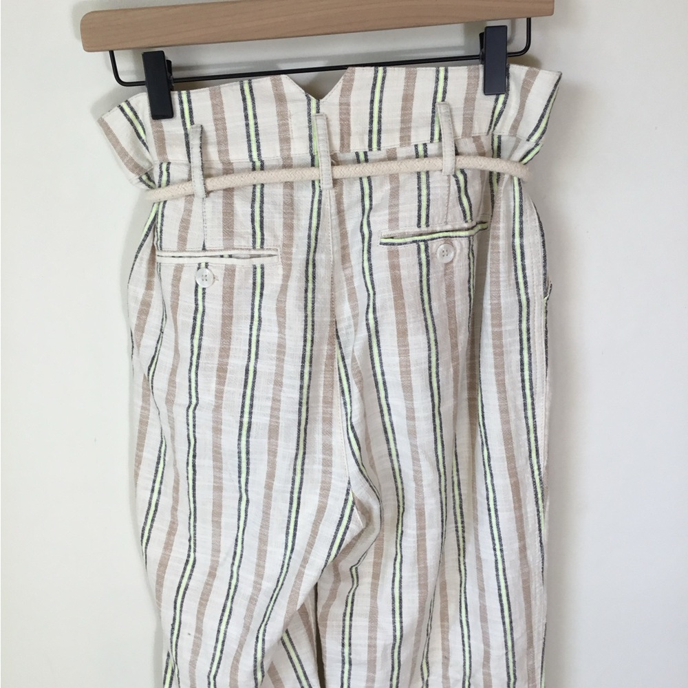 Maeve Sutton High‎ arise Cropped Striped Paper Bag Pants - Picture 5 of 8